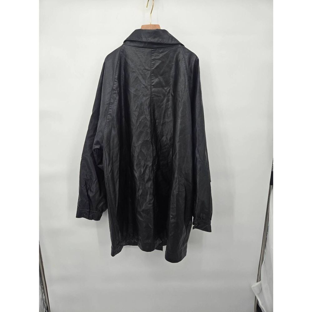 Urban Outfitters Nadia Faux Leather Car Coat Size Medium Black Oversized - Picture 7 of 10